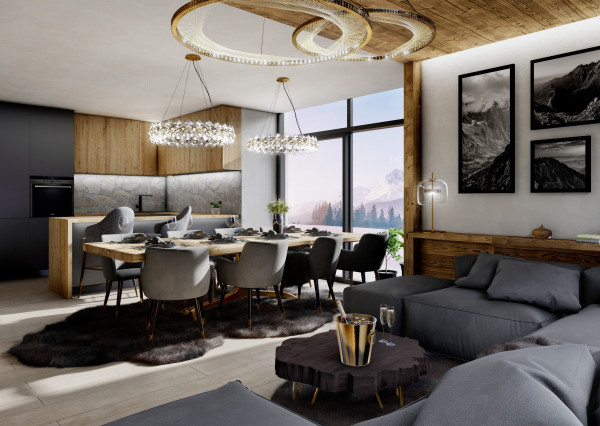 4 izbový „Chalet Grandview A“ Vysoké Tatry - Stará Lesná s 2 kúpeľňami a exkluzívnym výhľadom na Vysoké Tatry